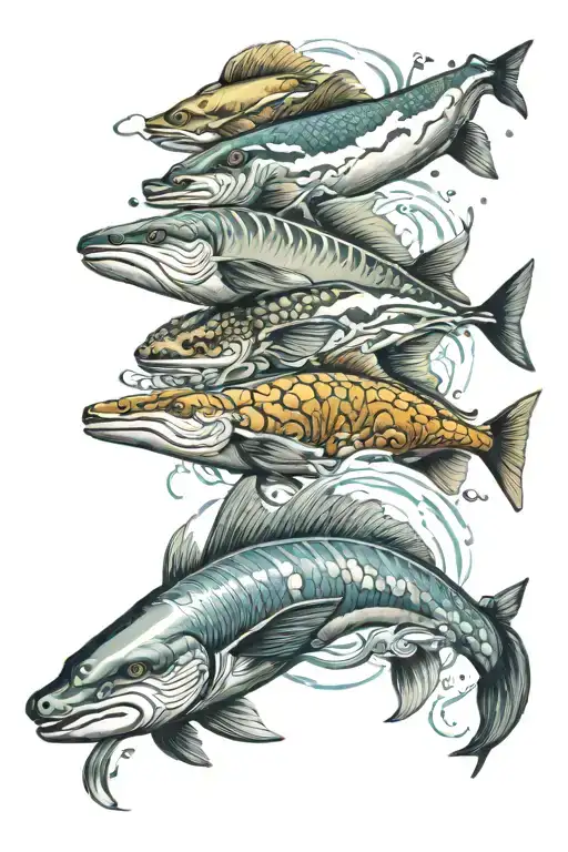 Water Animals Swimming To The Sky