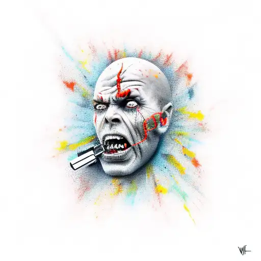 Scarred Man With Gun