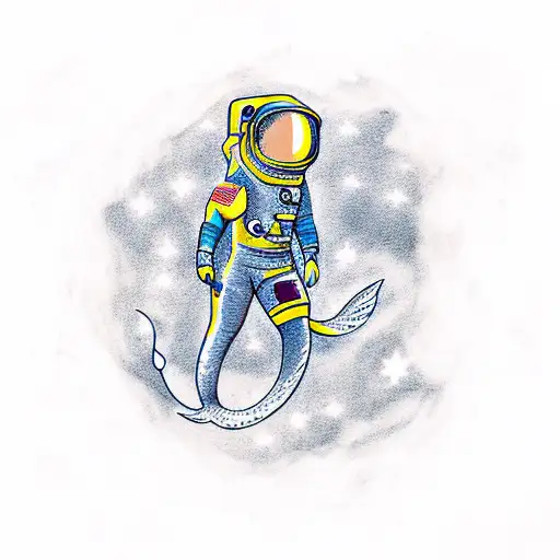 An Astronaut Carrying A Mermaid