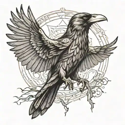 Raven With Runes On Its Wings