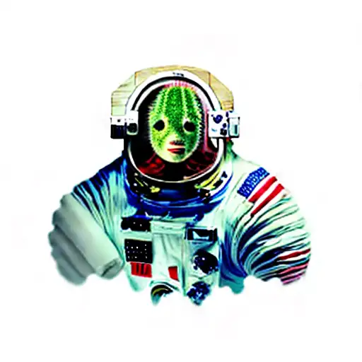 An Astronaut With A Cactus On His Head Surrounded By Roses
