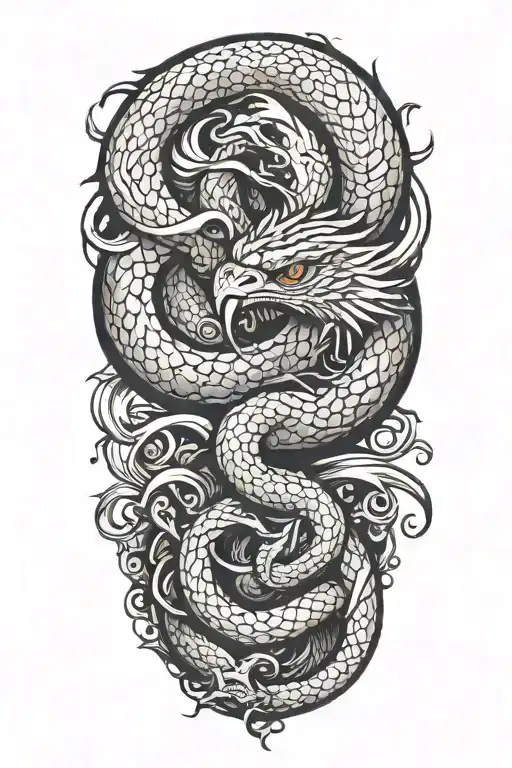 A Phenix And A Snake Fighting