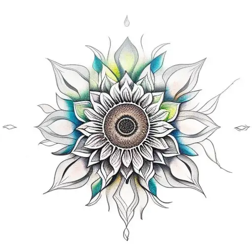 Sunflower And Mandala Colour