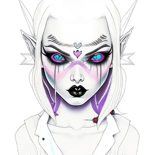 Goth Girl Elf Ears Blue Hair