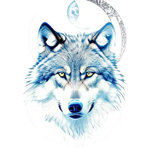 Nietzsche's Head Mix With A Wolf And A Forest With A Moon