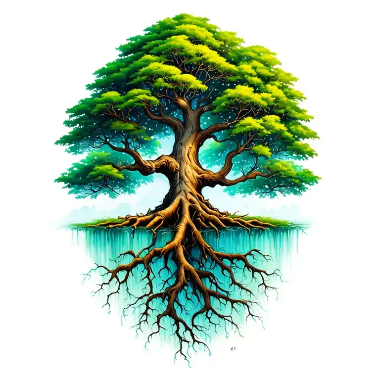 Large Tree With Roots Reaching Deep