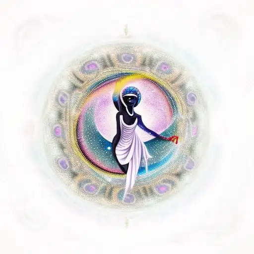 African Mythological Creatures Gracefully Dancing In A Celestial Setting