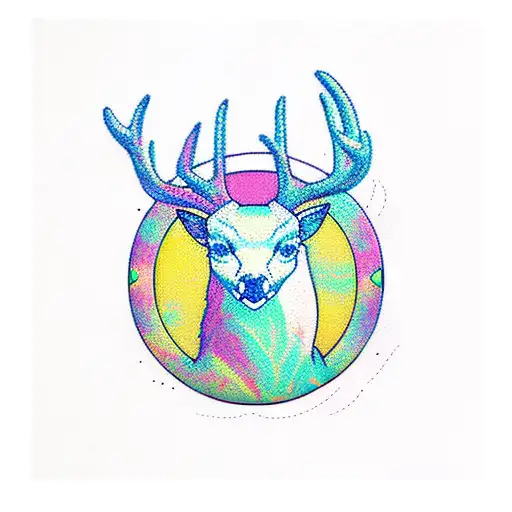 Deer With Moon Background