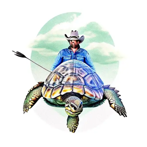 A Cowboy Riding A Turtle