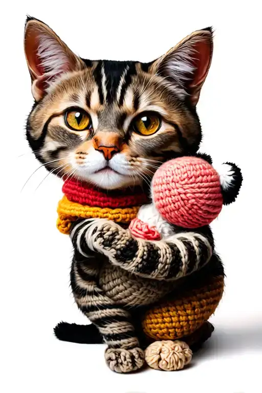 Crochet And Cat Playing