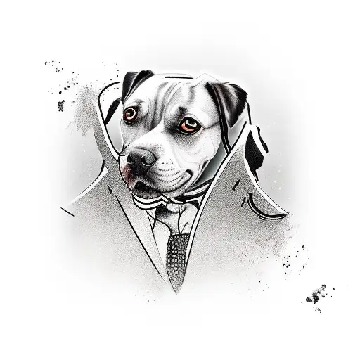 A Realistic Tattoo Of A Skiing Spy With A Dog Companion