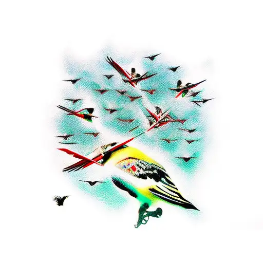 Arrow With Flock Of Birds Coming Out The End