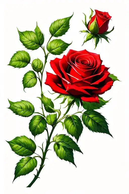 A Pretty Red Rose With A Green Stem