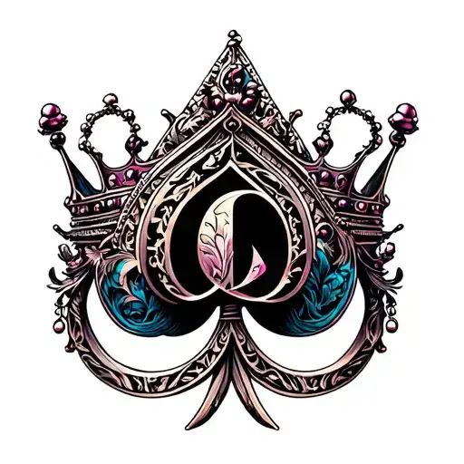 Spade Q Letter Crown
