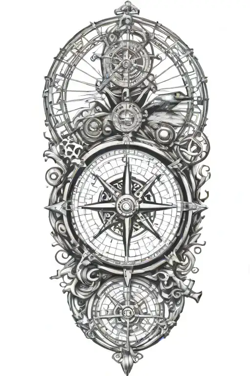 Nautical Compass With Scuba Diver