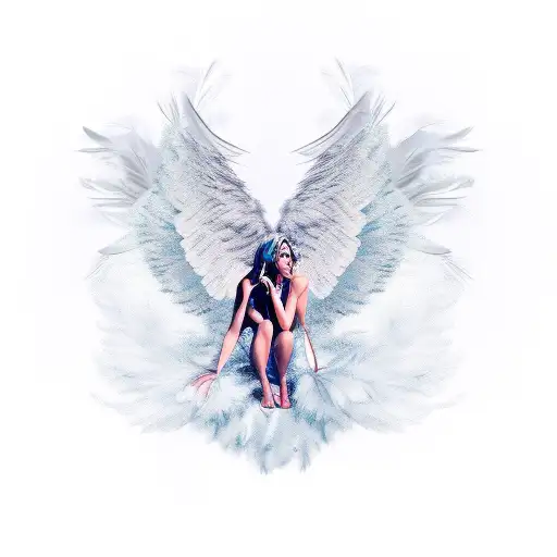 Angel Falling With Feathers Falling Off