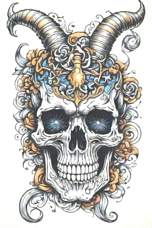 Galaxy Skull With Horn Skull