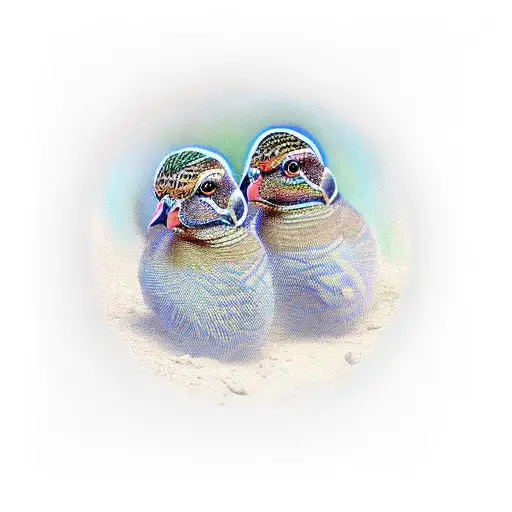Male And Female Quails In Style Of Eleonora Carrington