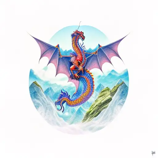 A Majestic Dragon Meditating On A Mountain Peak