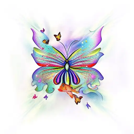 Coi Fish With Butterflies And Stars