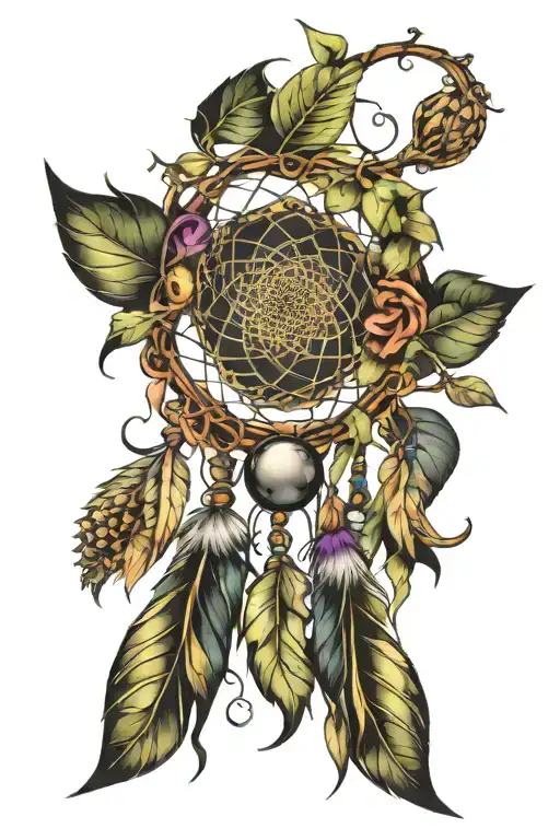 Dream Catcher And Vine Wrapped Round