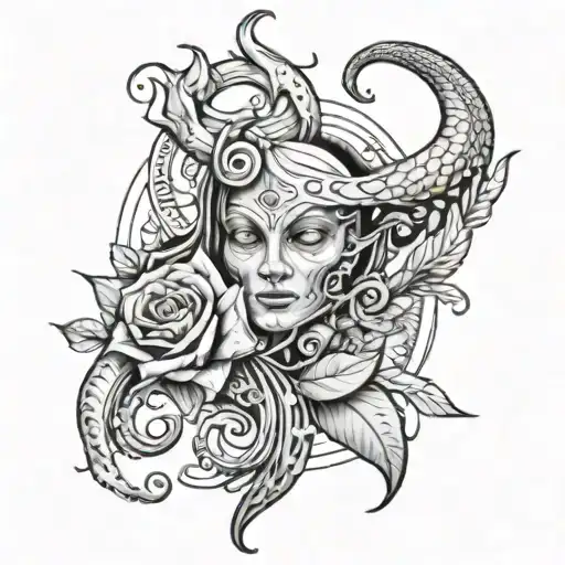 Cancer Capricorn Gemini Combanation Tattoo Design Inspired