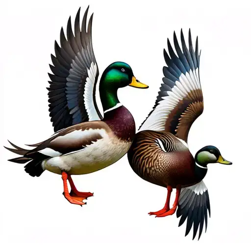2 Mallard Ducks Male And Female Upper Arm Sleeve Beautiful Wings As Above So Below