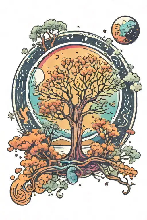 Midnight Acid Moon Trees Stars Multi Color Forming