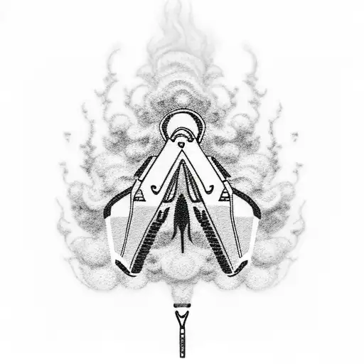 Dotwork Tattoo Of A Custom Motorcycle With Tiny Baby Footprints As The Exhaust Smoke