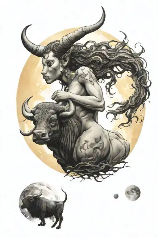 Taurus Bull Woman Full Moon Merging Together