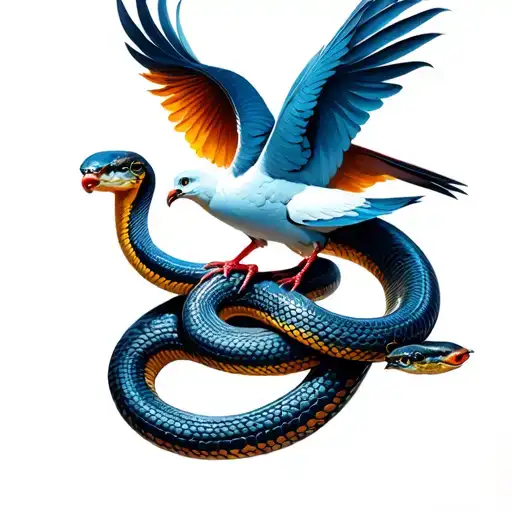 Snake And Dove Perched