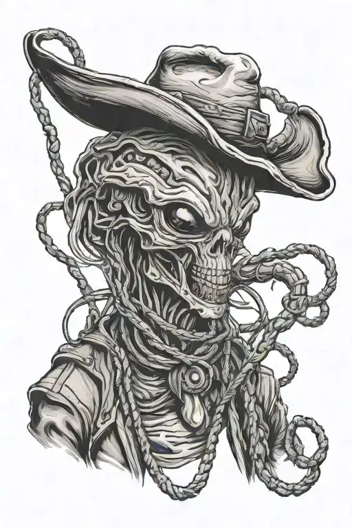 Alien With Lasso Wearing A Cowboy Hat