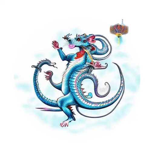 Chinese Horoscope Rat With Dragons Flying