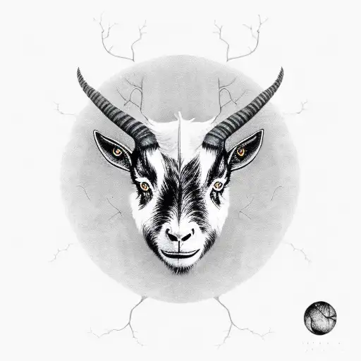 Black Goat In A Dark Garden