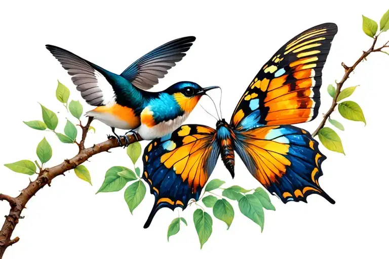 Semicolon Female Eastern Tiger Swallow Butterfly Over Cacoon On Branch