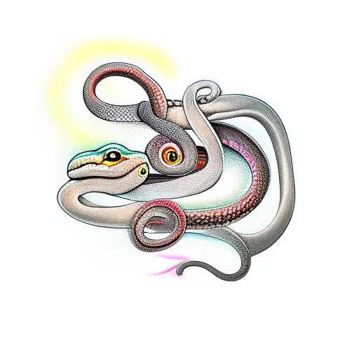 Ouroboros Snake Real Head But Body Is Abstract