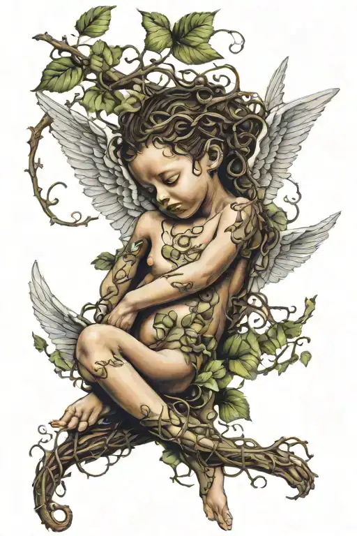 In Utero Angel Being Held Down By A Vine Wrapping