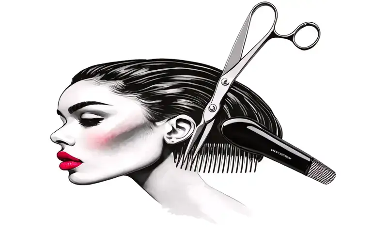 Black Women Hand Comb Scissors Blow-dryer