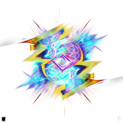 Abstract Lightning Bolt Surrounded By Dark Arts Symbols