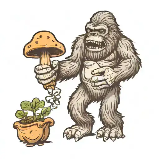 Bigfoot Holding A Mushroom