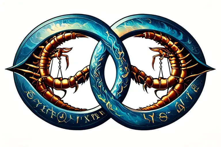 Infiniti Symbol With Libra And Scorpio Signs Inside