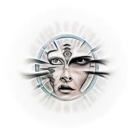 Shadow Human Face In A Circle Ink Blot