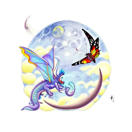 Butterflies And Dragons With The Moon