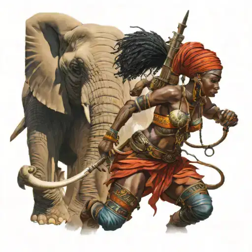 Full Body African Warrior Woman E We Itch Elephants
