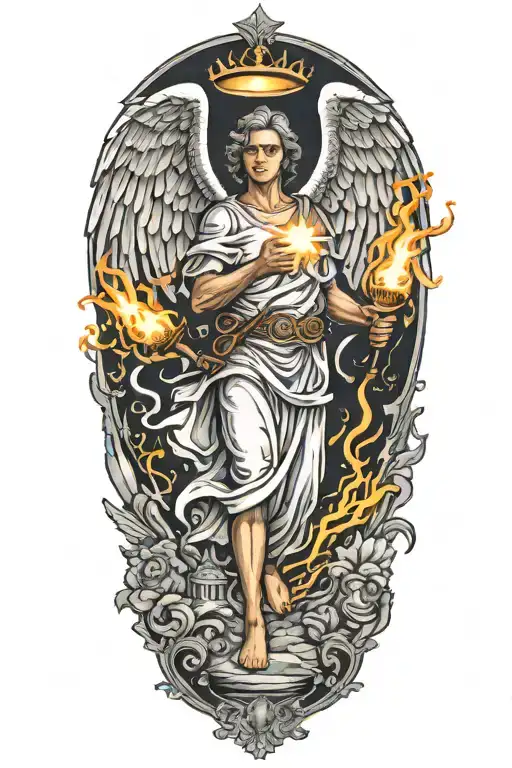 Angel Holding A Torch Turning To Lead The Way
