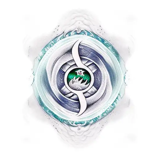 Forest Sleeve With Ocean Waves And Yin Yang Symbol