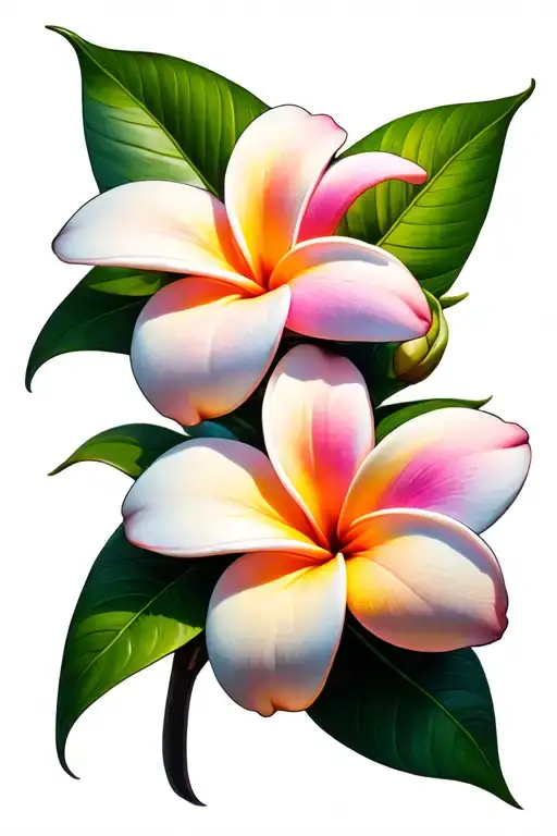 Plumeria Flower Intertwined With Beach Sunset