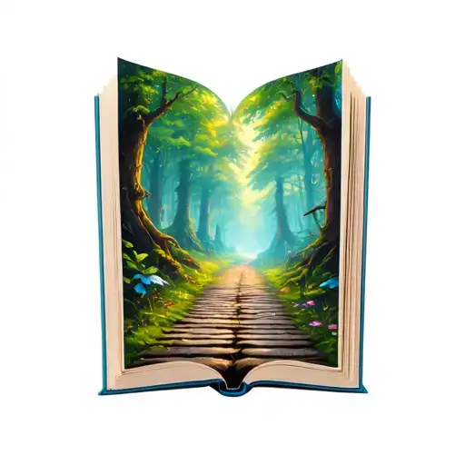 Book Pathway Leading Into Magic Forest