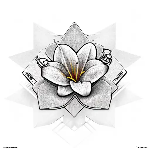 Lily Flowers Intertwined With Hip Hop Symbols In A Black-grey Style