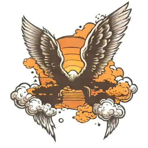 Orange Sunset With Clouds Shaped Like Angel Wings